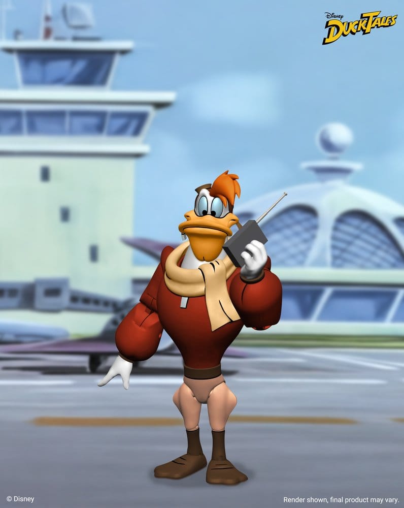 Figurine Neca de Launchpad McQuack de DuckTales : la bande à Picsou, 18 cm, vue de face avec détails colorés.