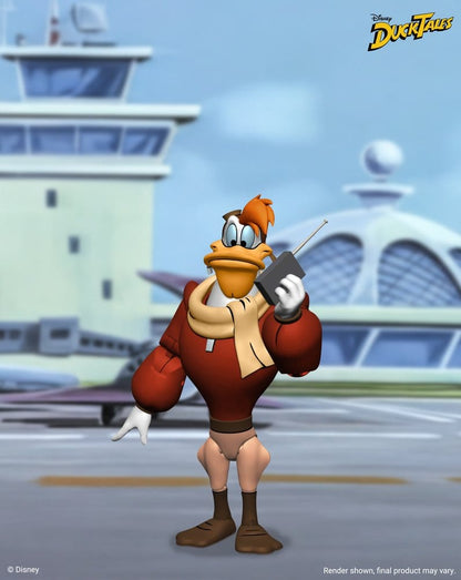 Figurine Neca de Launchpad McQuack de DuckTales : la bande à Picsou, 18 cm, vue de face avec détails colorés.