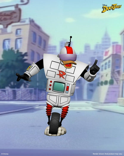 Figurine Gizmoduck de 18 cm de DuckTales : la bande à Picsou, marque Neca, montrant le personnage en détail.