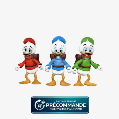 Figurines Neca Riri, Fifi et Loulou de DuckTales : la bande à Picsou, pack de 3 figurines détaillées.
