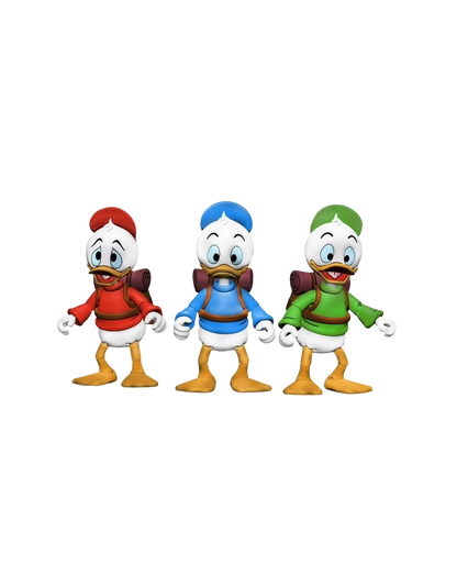 Figurines Neca de Riri, Fifi et Loulou de la bande à Picsou dans la série DuckTales, pack de 3 figurines de personnages de dessins animés