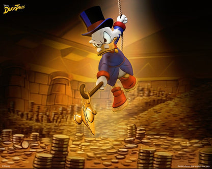Figurine Neca d'Oncle Picsou de DuckTales : la bande à Picsou, détail précis et pose emblématique.