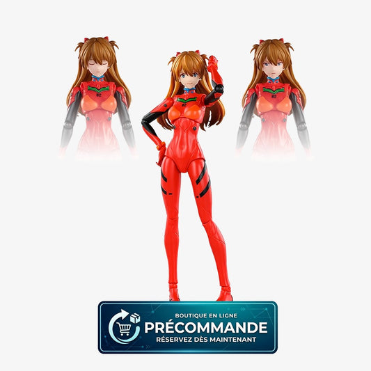 Modèle de maquette Asuka en combinaison de plug suit de la série Fantastics Evangelion Blokees, figure détaillée et colorée.