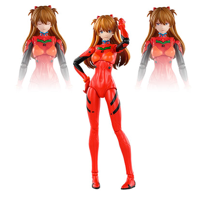 Maquette Asuka Evangelion Blokees Fantastics Series FF03 en combinaison de plug, vue de face avec détails lumineux.