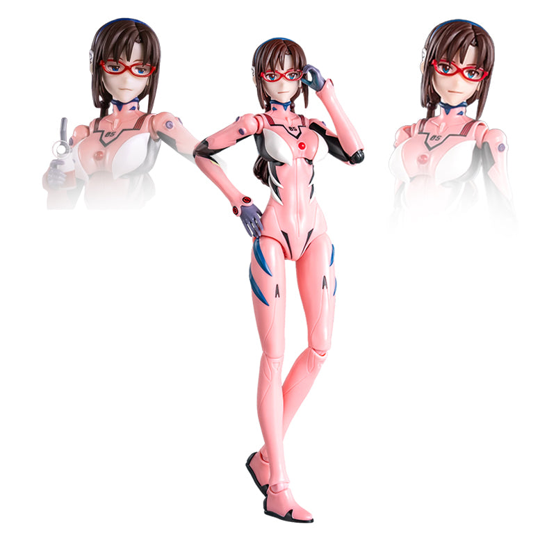Modèle maquette Evangelion Blokees Fantastics FF02 Mari dans son plug suit, détail précis et couleurs vives, présenté en pose dynamique.