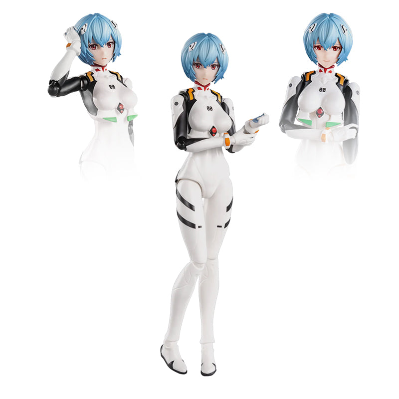 Kit maquette Evangelion Blokees FF01 Ayanami Rei en combinaison de plug, figurine modelisée avec détails précis et couleurs vibrantes.