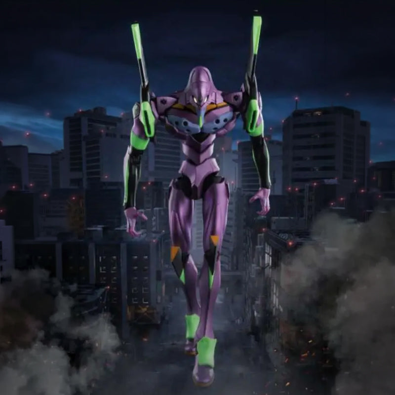 Kit maquette Evangelion Blokees Ultra Action Edition 04, modèle de type-01 Néon Genesis Evangelion en pose dynamique.