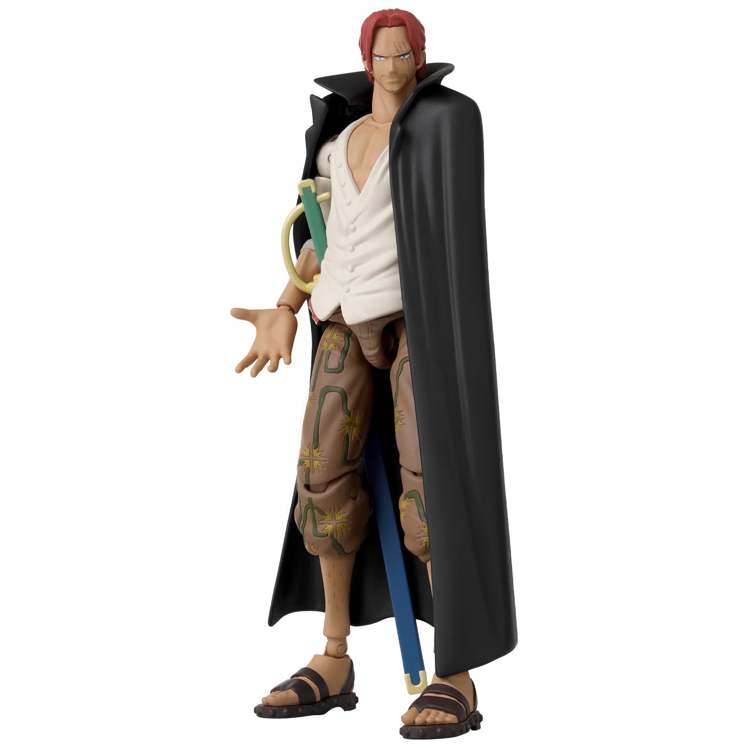 Figurine anime Bandai de Shanks de One Piece, héros, 17 cm, détails colorés et pose dynamique.