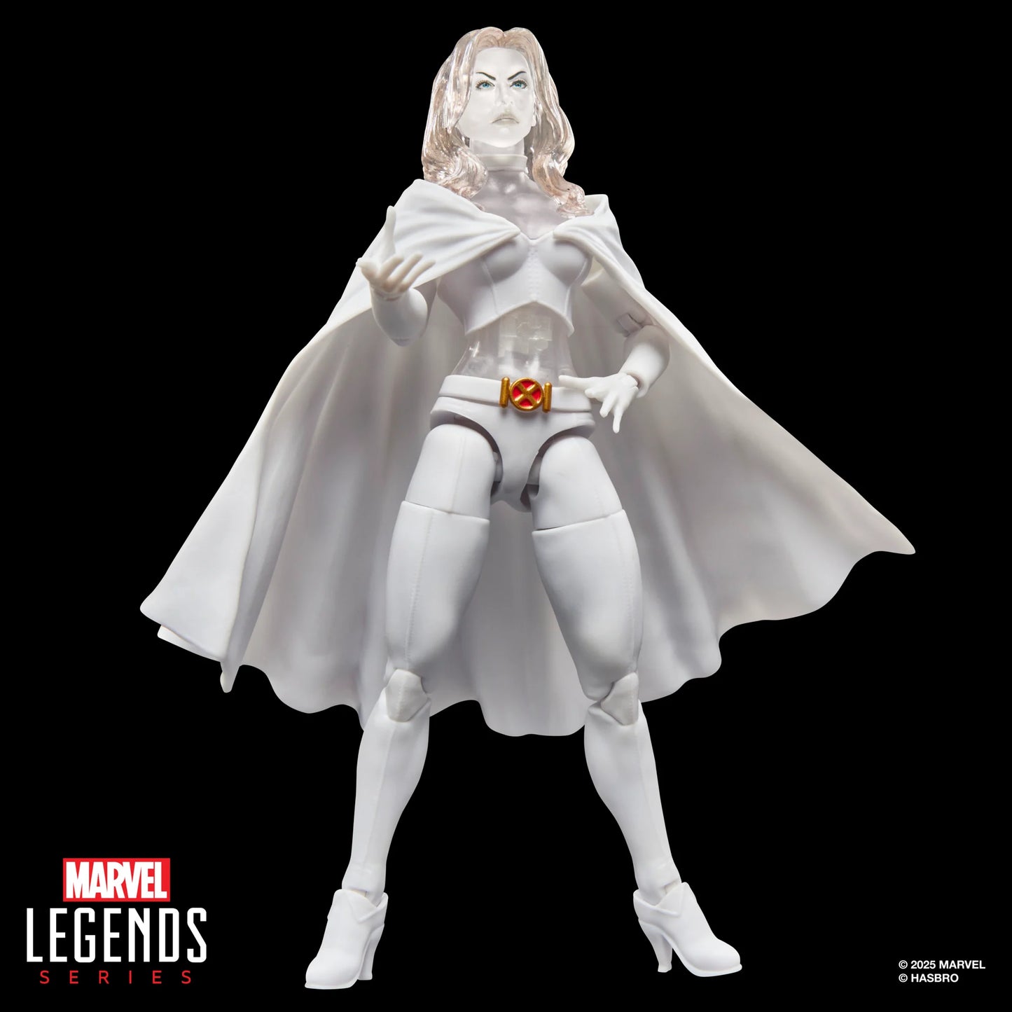 Figurine Emma Frost Marvel en forme de diamant, figurine Legends Series Hasbro, 15 cm, détail de la super-héroïne.