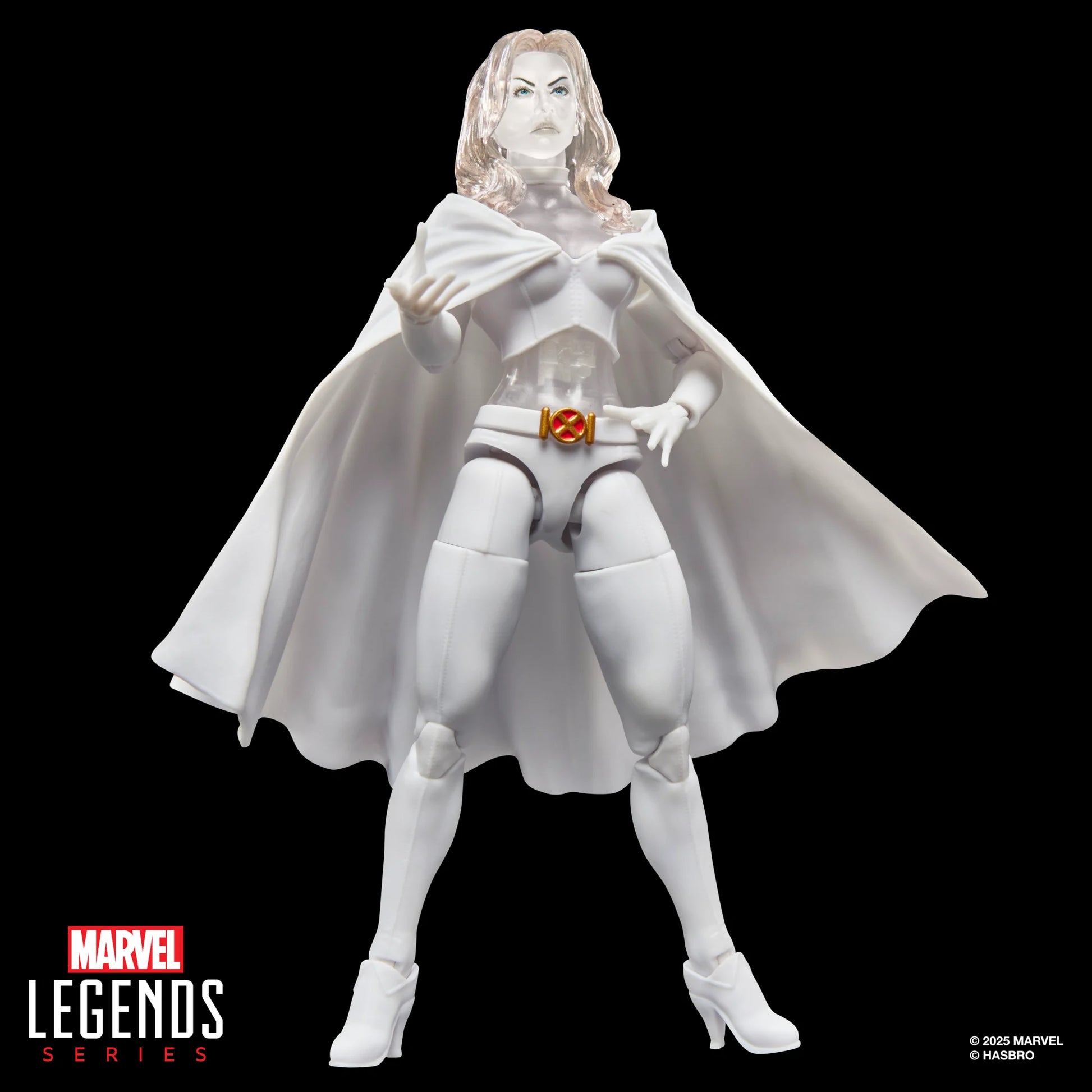 Figurine Emma Frost Marvel en forme de diamant, figurine Legends Series Hasbro, 15 cm, détail de la super-héroïne.