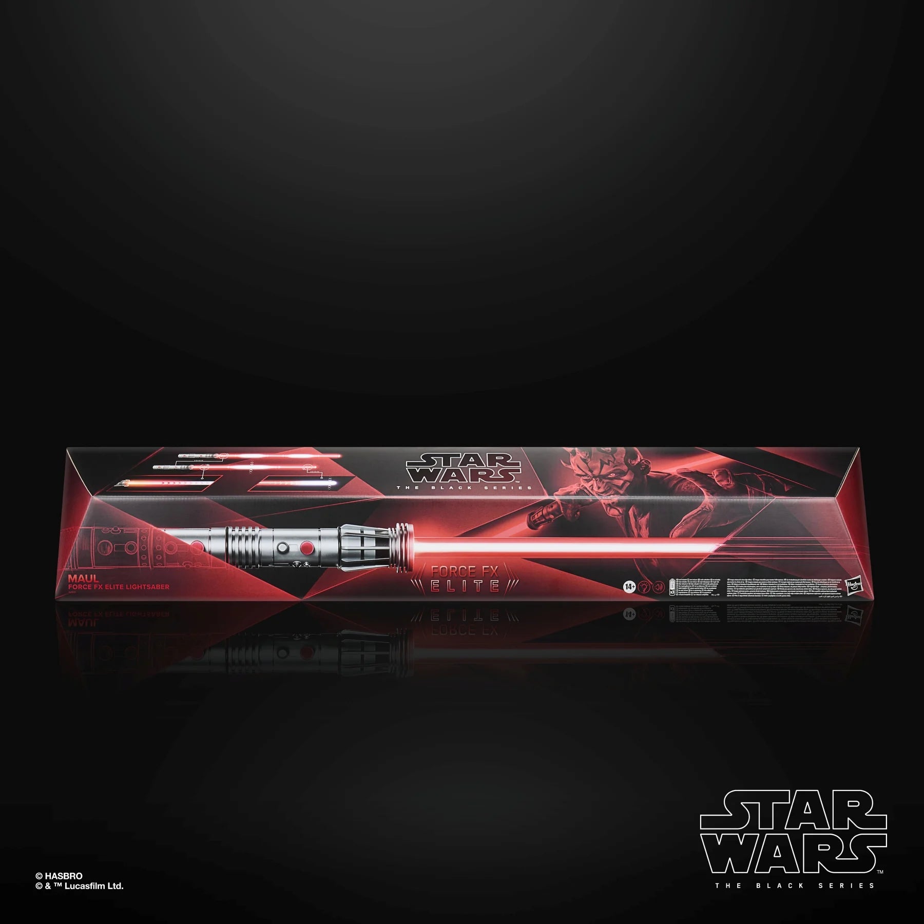 Figurine Sabre Laser Force FX Elite Maul de la série Black Series Star Wars, détail précis, pose dynamique, par Hasbro.