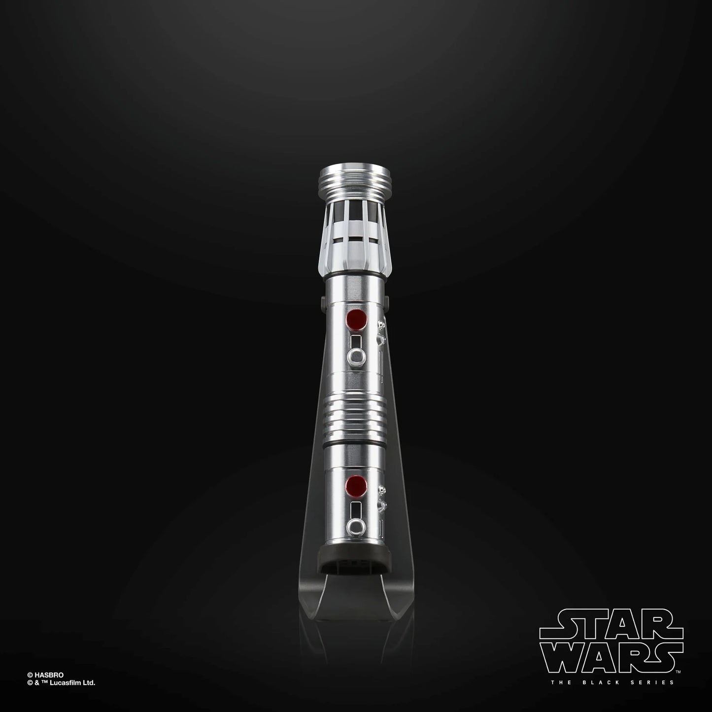 Figurine Sabre Laser Force FX Elite Maul de Star Wars Black Series de Hasbro, détail du sabre laser noir et de la figurine.