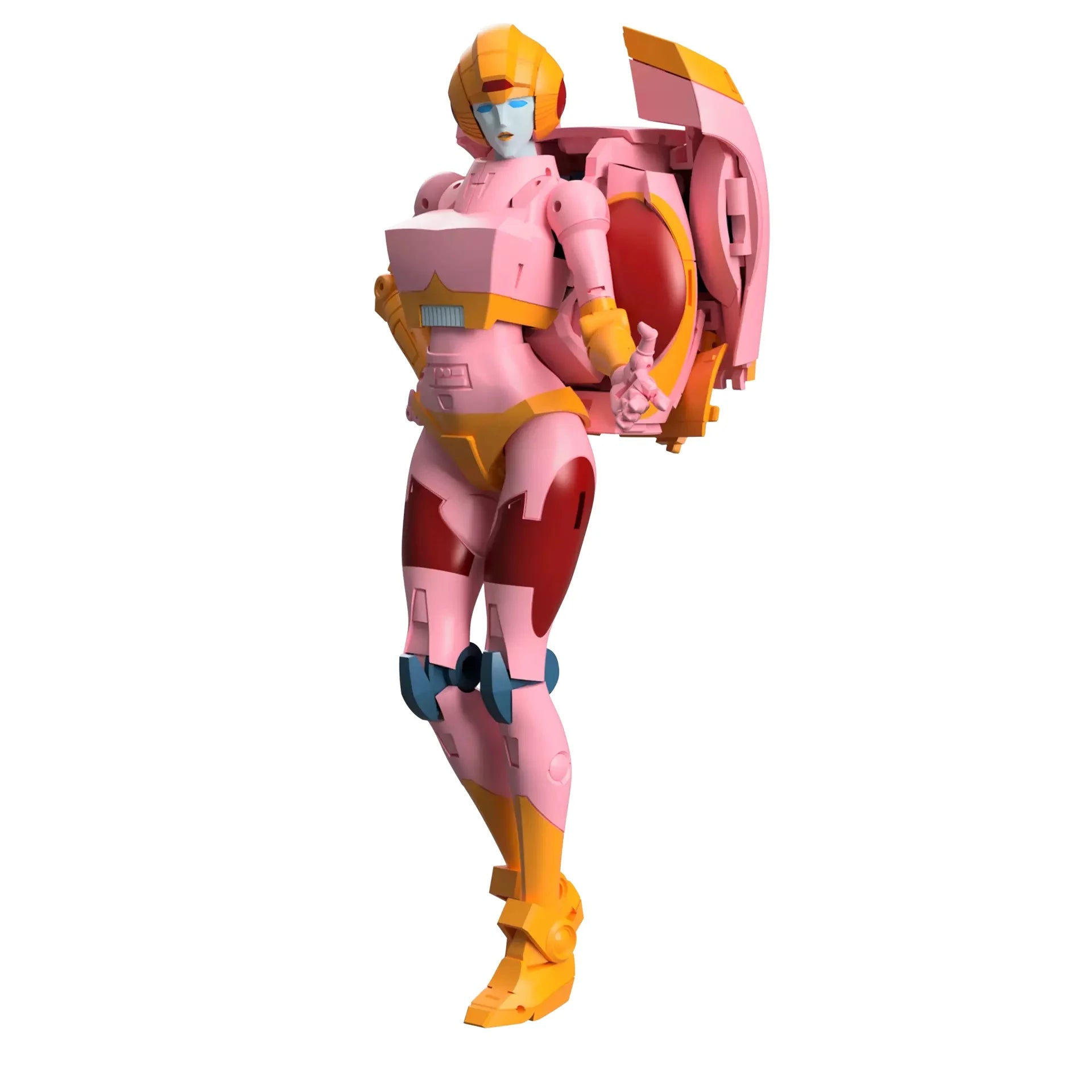 Figurine Transformers MPG-23 Secret Agent Arcee de Takara Tomy, 17,5 cm, détail de la figurine robot avec accessoires.