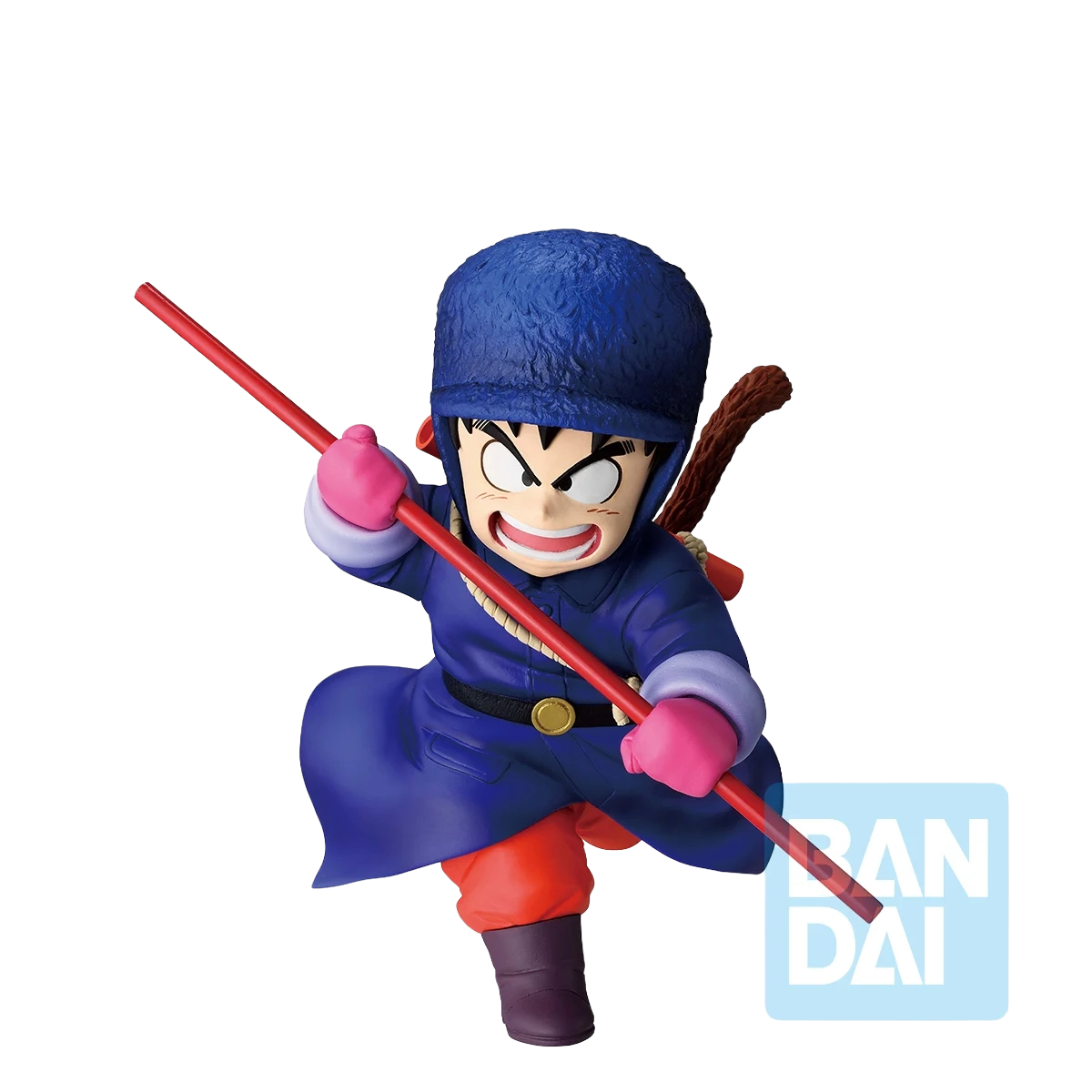 Figurine Bandai de Son Goku de Dragon Ball contre l'Armée du Red Ribbon, 14 cm, pose dynamique et détails précis.