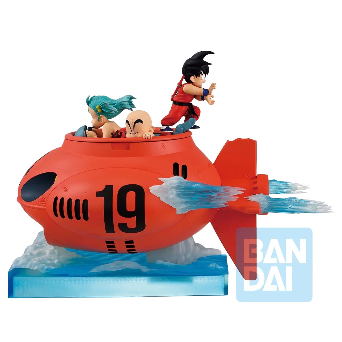 Figurine Bandai de 16cm de Son Goku, Bulma et Krillin face à l'Armée du Red Ribbon dans la série Dragon Ball.