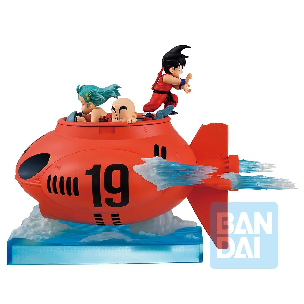 Figurine Bandai Dragon Ball avec Son Goku, Bulma et Krillin contre l'Armée du Ruban Rouge, 16cm, détails colorés et expressifs