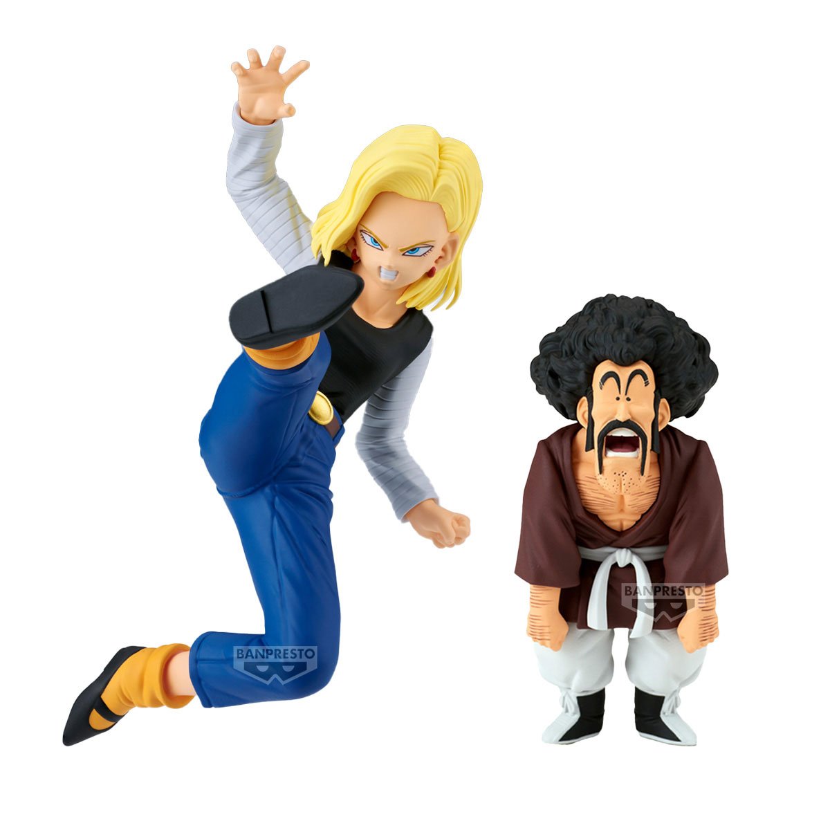 DRAGON BALL Z - Android 18 & Mr. Satan -Figurine Match Makers 11 & 8cm - Toys Legacy Collection
