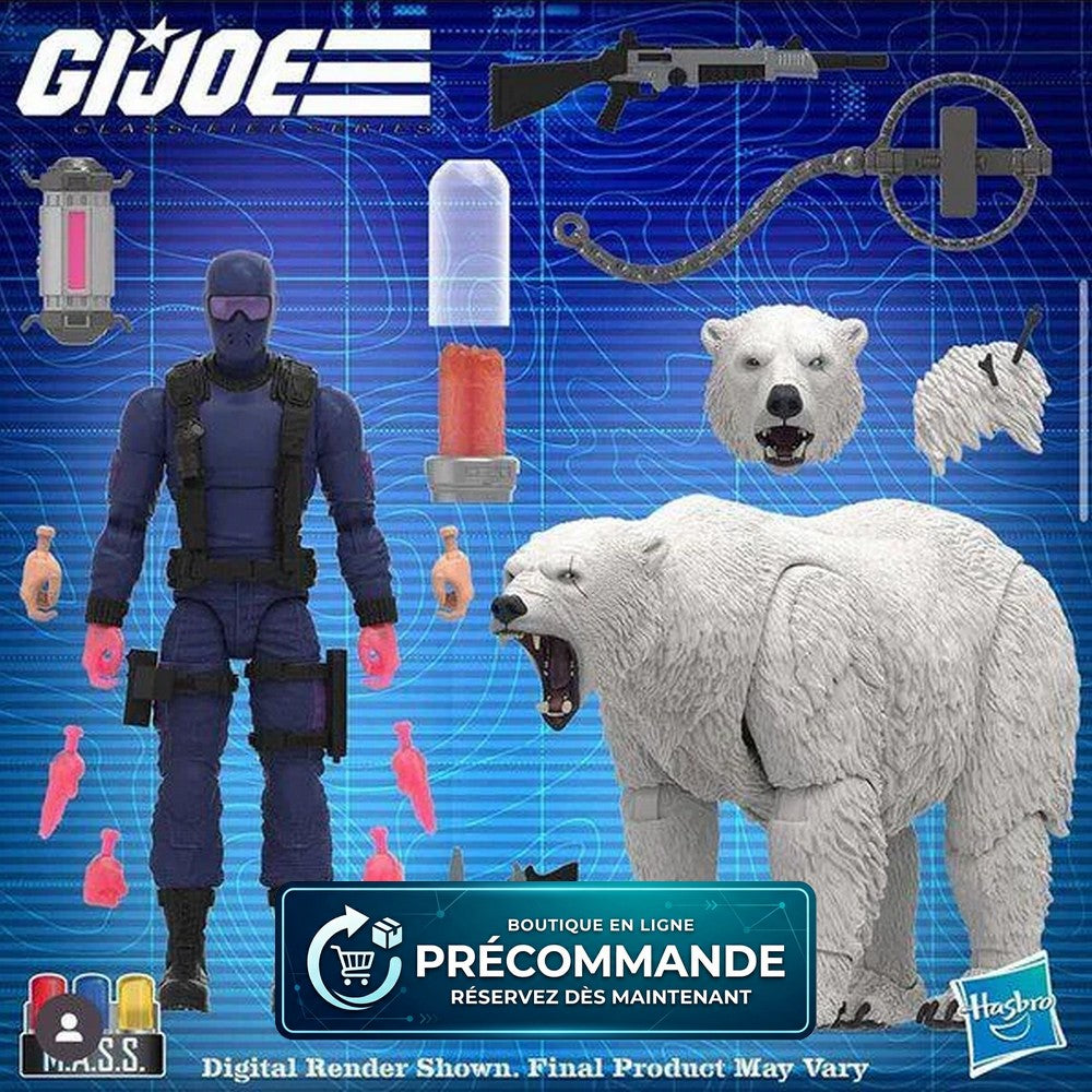 Figurine Hasbro G.I. Joe Classified Series Snake Eyes avec ours polaire, 15 cm