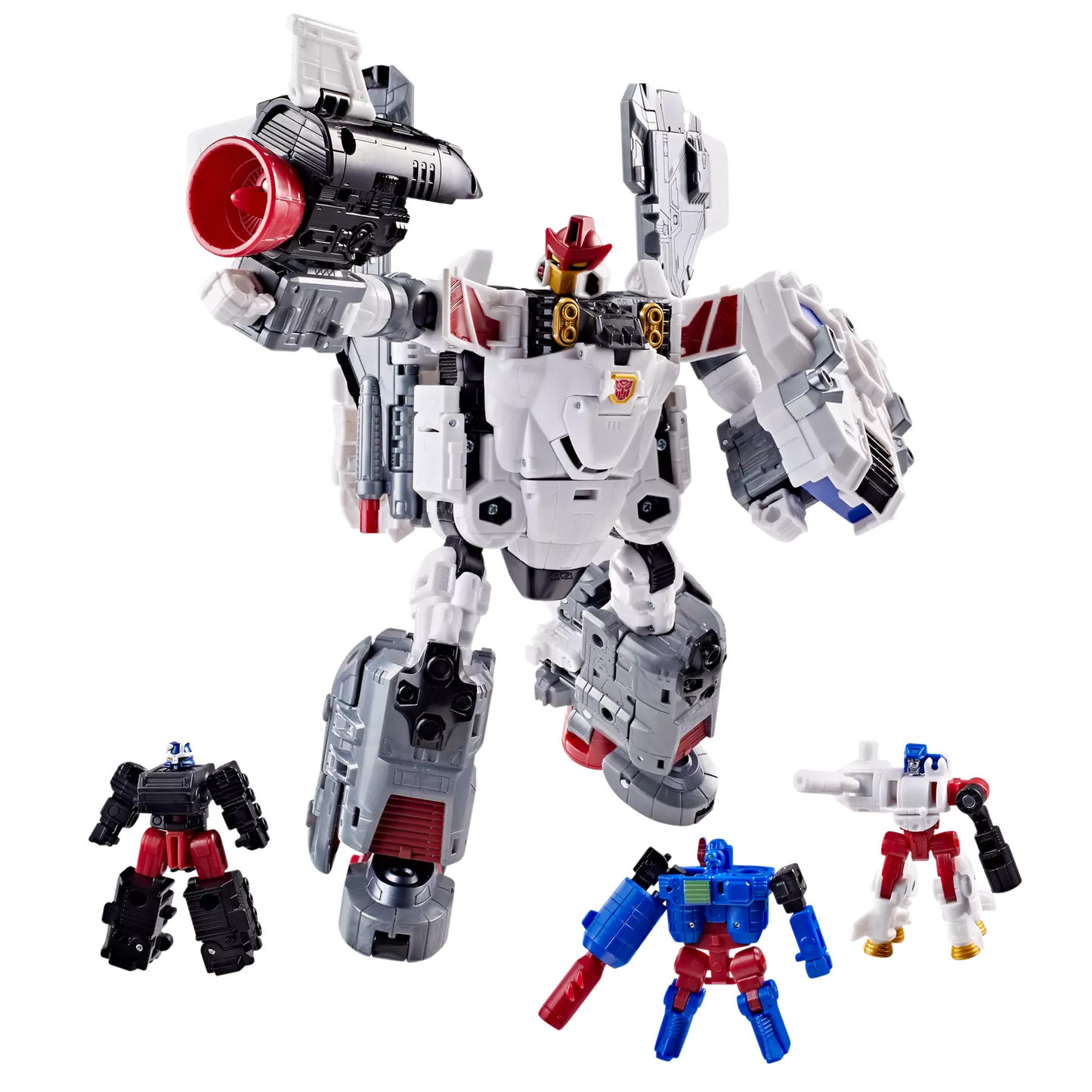 Figurine Transformers Age of the Primes Armada Jetfire Classe Commandant de Hasbro, détail de la figurine en mode robot.