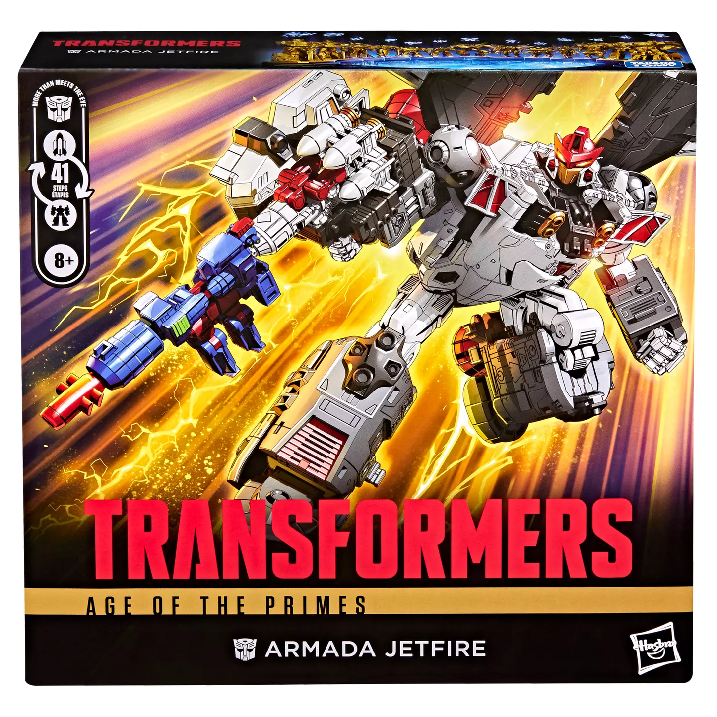 Figurine Transformers Age of the Primes Armada Jetfire Classe Commandant de la marque Hasbro, vue de face.