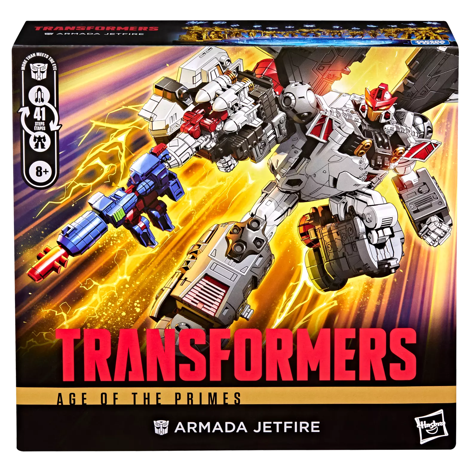 Figurine Transformers Age of the Primes Armada Jetfire Classe Commandant de la marque Hasbro, vue de face.