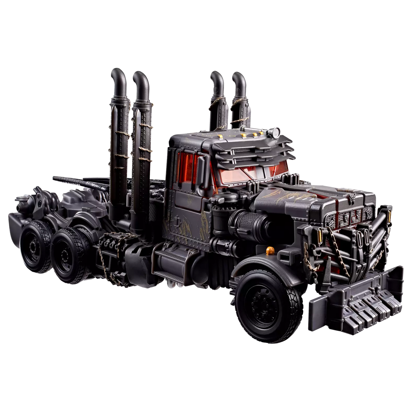 Figurine Leader Scourge de Transformers Studio Series par Hasbro, détail de la figurine Rise of the Beasts, pose dynamique.