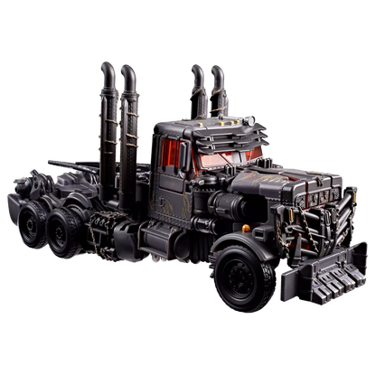Figurine Leader Scourge de Transformers Studio Series par Hasbro, détail de la figurine Rise of the Beasts, pose dynamique.