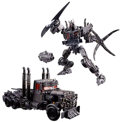 Figurine Leader Scourge de Transformers Studio Series de Hasbro, pose détaillée de la figurine Rise of the Beasts.