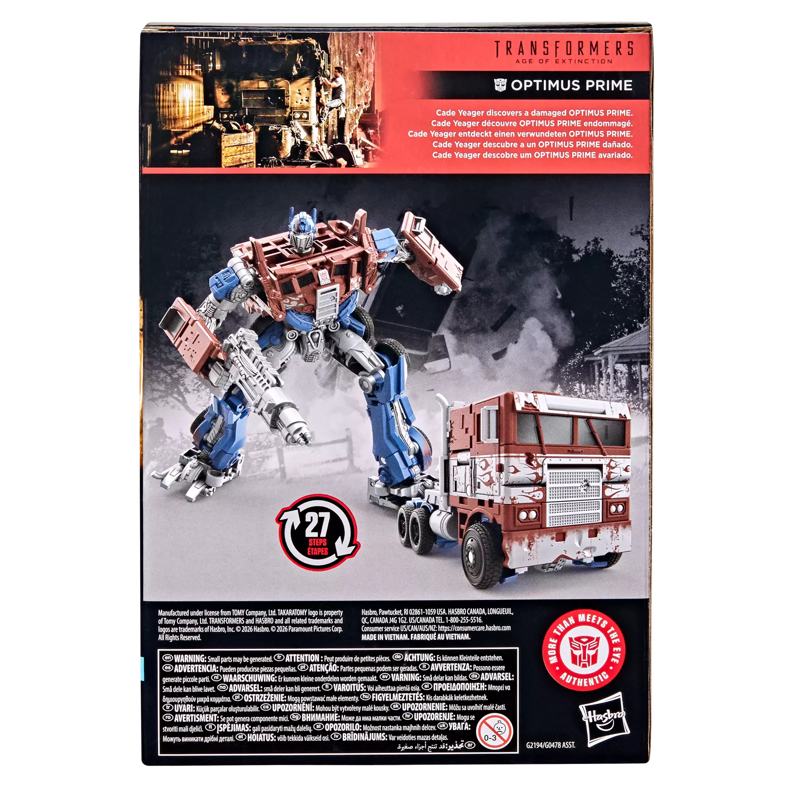 Figurine Optimus Prime de Transformers Studio Series Voyager Class, vue arrière, de l'film L'Âge de l'extinction, fabriquée par Hasbro.