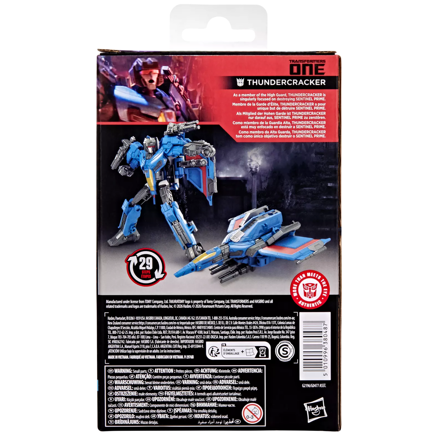 Figurine Deluxe Thundercracker Transformers Studio Series de Hasbro vue de dos, montrant les détails de la figurine de l'arrière.