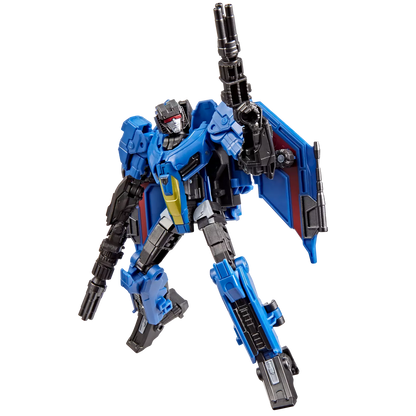 Figurine Transformers Studio Series Deluxe Thundercracker de Hasbro, détail de la figurine de l’avion de combat.