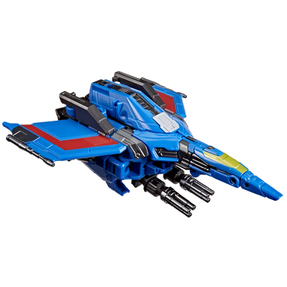 Figurine Transformers Studio Series Deluxe Thundercracker de Hasbro, détails de la figurine de l'avion de combat.