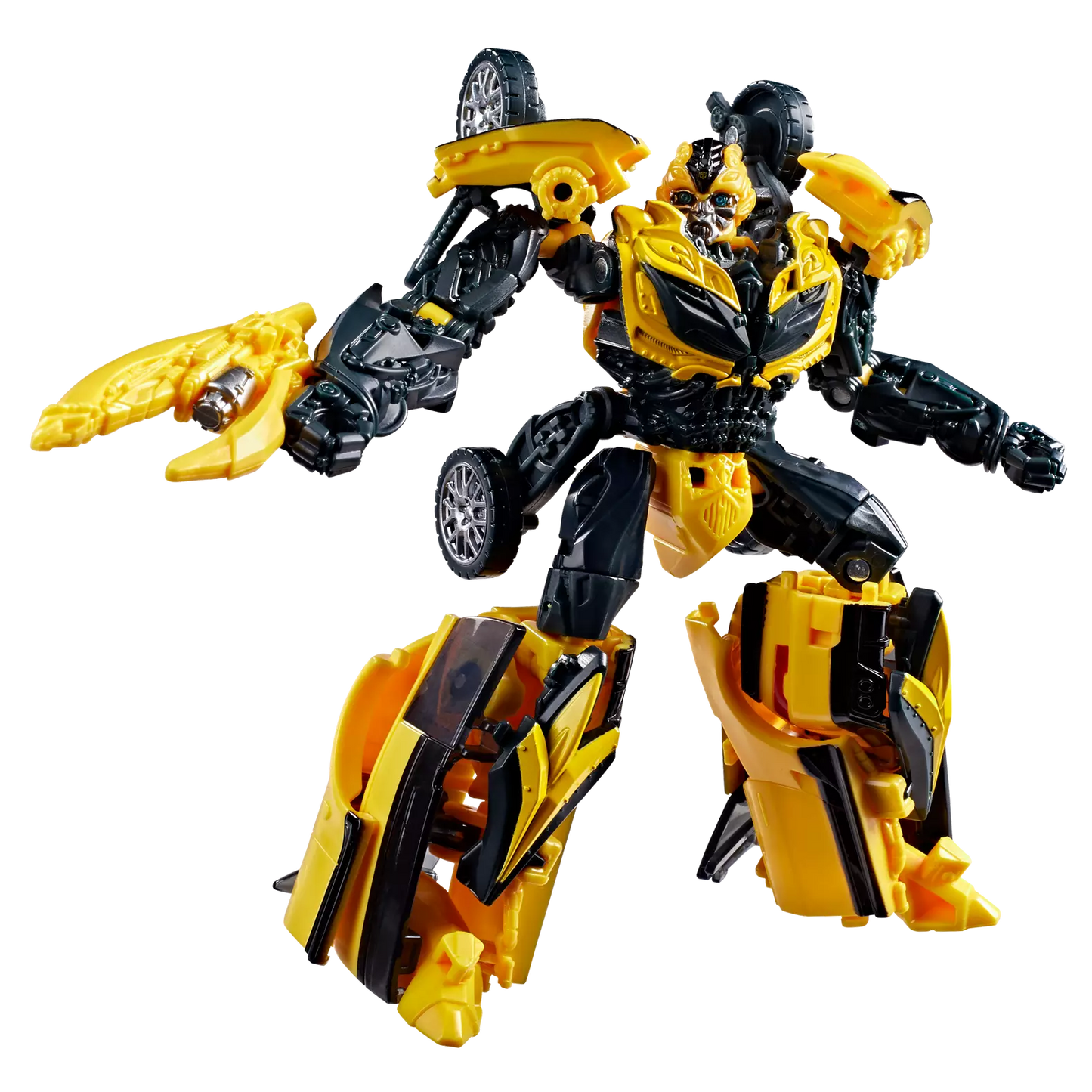 Figurine Transformers Studio Series Deluxe Bumblebee L'Âge de l'extinction de la marque Hasbro, détails de la figurine Bumblebee en mode robot.