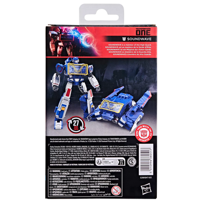 Figurine Deluxe Soundwave de Transformers Studio Series, vue arrière montrant les détails de la figurine Hasbro.