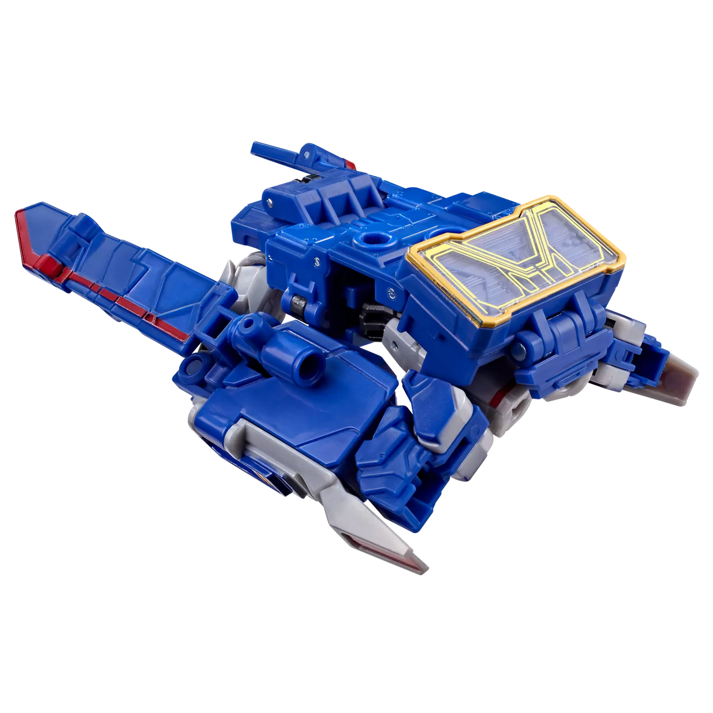 Figurine Deluxe Soundwave de Transformers Studio Series par Hasbro, vue détaillée montrant la figurine robot avec ses éléments articulés.