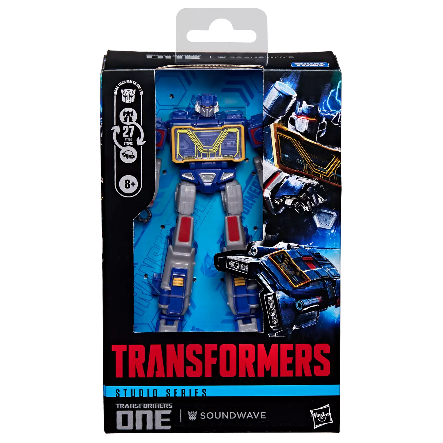 Figurine Deluxe Soundwave de Transformers Studio Series par Hasbro, vue de face avec détails de la robotique.