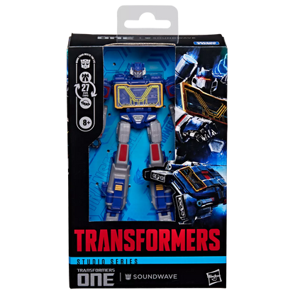 Figurine Deluxe Soundwave de Transformers Studio Series par Hasbro, vue de face avec détails de la robotique.