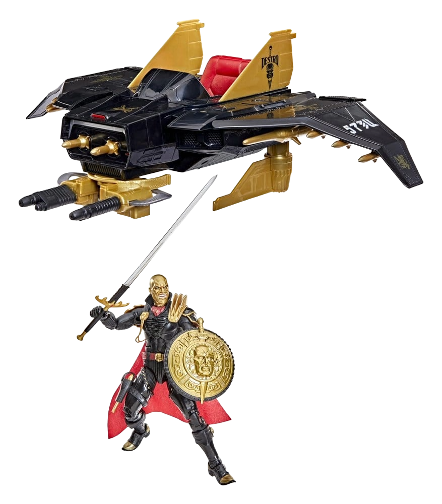 Figurine G.I. Joe Classified Series Destro et Iron Grenadier Despoiler avec véhicule, 15 cm, collection Hasbro, vue détaillée.