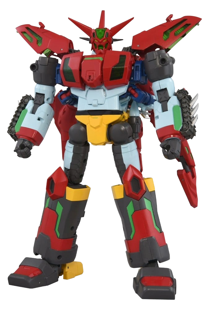 Figurine Toyrise Force Getter Robo de 27 cm de Takara Tomy, représentant le robot Getter Robo avec détails colorés.