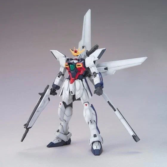 Kit de modèle Gundam MG 1/100 GX-9900 GUNDAM X de Bandai avec détails colorés et pièces assemblées visibles.