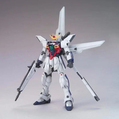 Kit de modèle Gundam MG 1/100 GX-9900 Gundam X de Bandai, présentant une maquette détaillée du robot japonais.