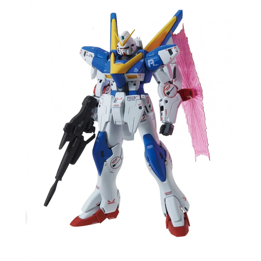 Kit de modèle Gundam Victory Two Gundam Ver. Ka en plastique de Bandai, vue de face avec détails colorés et pièces assemblées