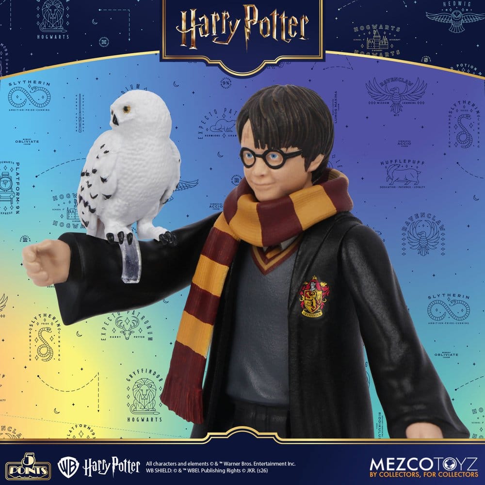 Figurines Harry Potter Mezco Toys, assortiment de 4 personnages de 5 Points, série 1, 10 cm, visibles en image.