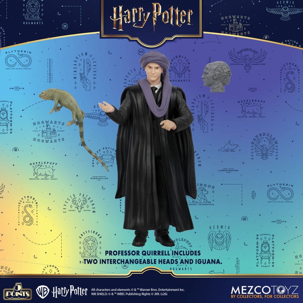 Figurines Harry Potter de 10 cm, série 1, assortiment de 4 figurines de la marque Mezco Toys, représentant des personnages emblématiques.