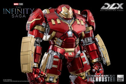 Figurine Threezero Infinity Saga Iron Man Mark 44 Hulkbuster 30 cm, détail précis, pose dynamique, figurine de collection Marvel.
