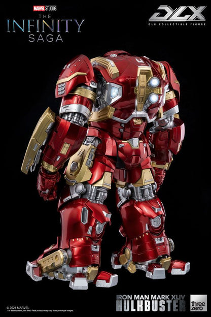 Figurine Iron Man Mark 44 Hulkbuster Infinity Saga, 30 cm, de la marque Threezero, vue de face avec détails de la armure.