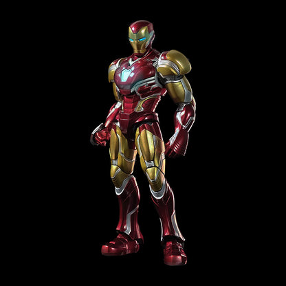 Modèle de figurine Iron Man MK85 Blokees, version Light Up, en kit de construction avec détails réalistes et éclairage intégré.