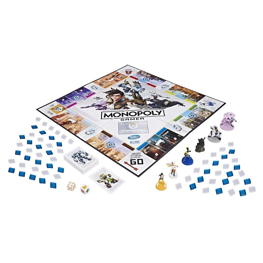 Jeu de société Monopoly Overwatch Edition Collector de Hasbro, boîte avec illustrations de personnages Overwatch.