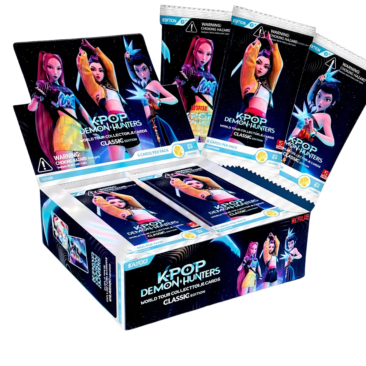 Boîte de 20 boosters du jeu de cartes Kayou K-Pop Demon Hunters – Édition Classique, affichage de la collection.