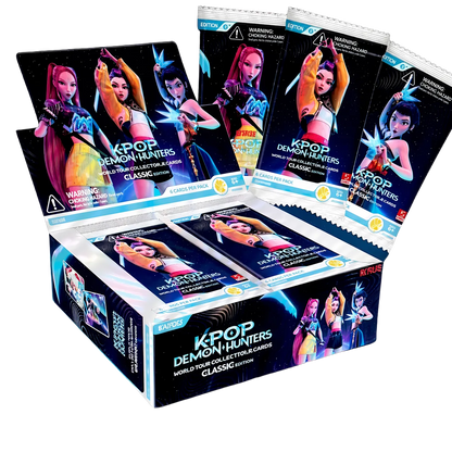Boîte de 20 boosters du jeu de cartes Kayou K-Pop Demon Hunters – Édition Classique, affichage de la collection.